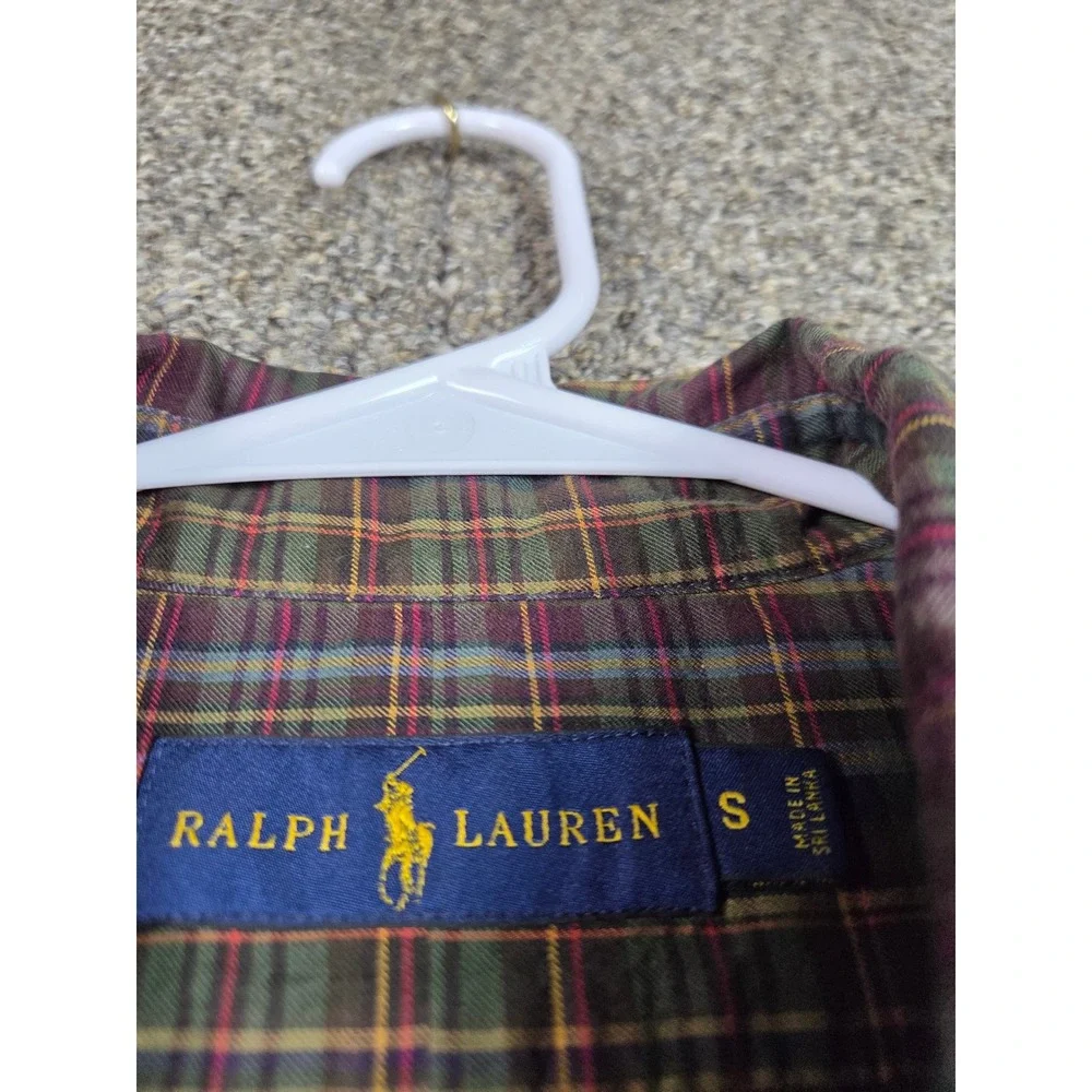 Polo‎ Ralph Lauren Button Down Shirt Mens S Green Plaid 100% Cotton Long Sleeve